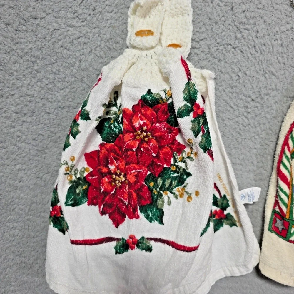 Vintage Crochet Top Cup Towels Hanging Kitchen‎ Lot Of 12 Christmas Duplicates